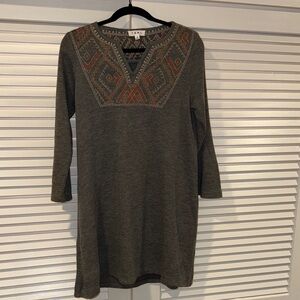 THML Charcoal Sweater Dress with Red Embroidery